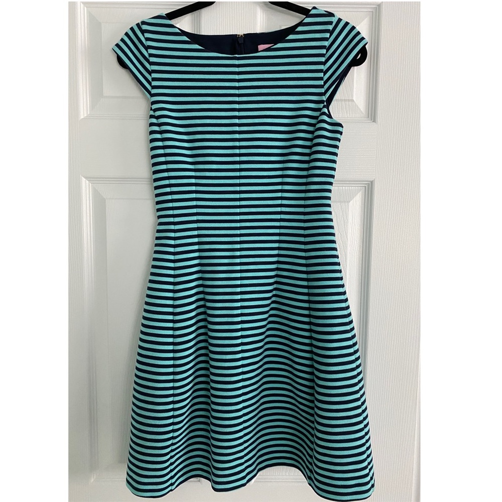 Lilly Pulitzer Brielle Navy and Teal Stripe Dress